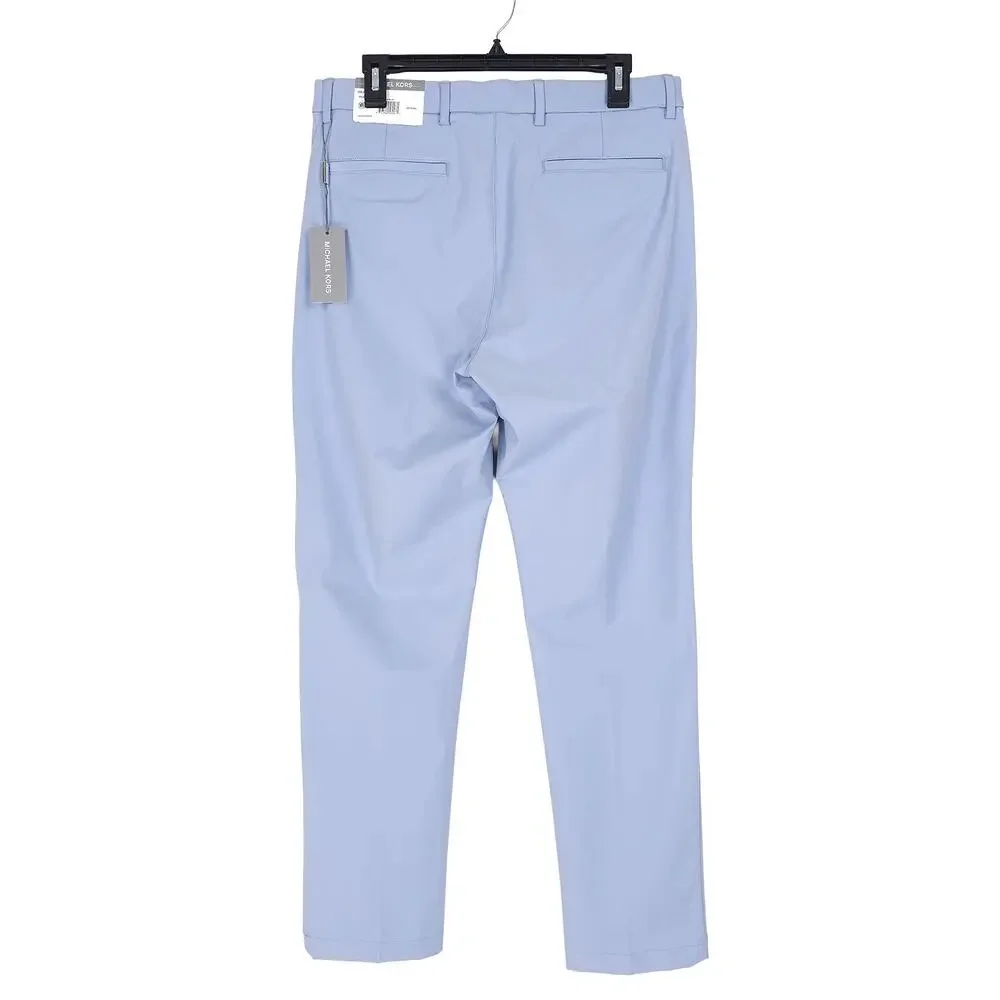 Michael Kors Mens Classic Fit Dress Pant 38x32 Pale Blue Stretch Cotton *Defect*